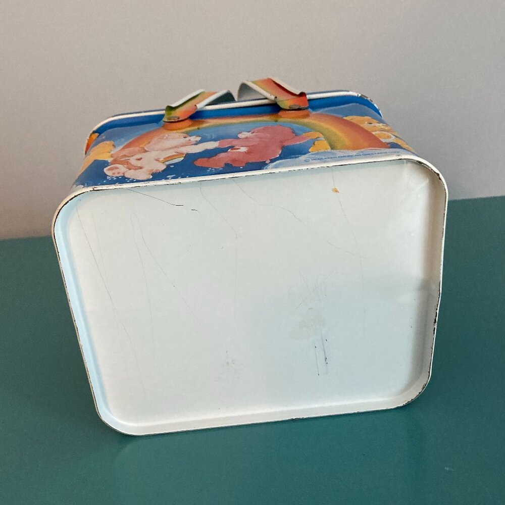 American Greetings Care Bears Vintage Collectible Metal Tin Basket w/Lid/Handles - Picture 6 of 15